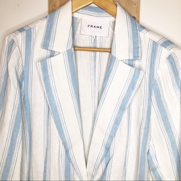NWT FRAME CLASSIC MULTI STRIPE BLAZER IN OFF WHITE - Picture 8 of 14